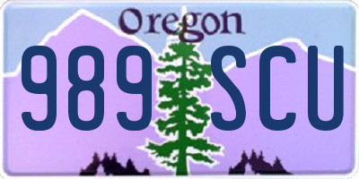 OR license plate 989SCU