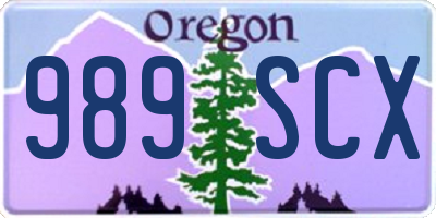 OR license plate 989SCX