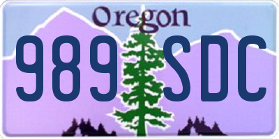 OR license plate 989SDC
