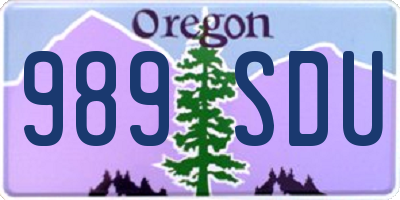 OR license plate 989SDU