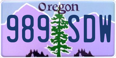 OR license plate 989SDW