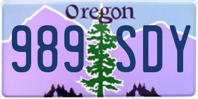 OR license plate 989SDY