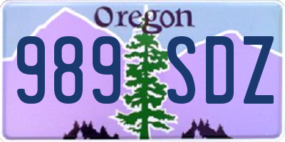 OR license plate 989SDZ