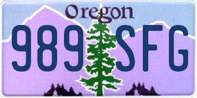 OR license plate 989SFG