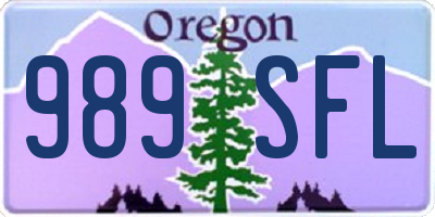OR license plate 989SFL