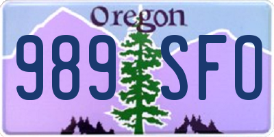 OR license plate 989SFO