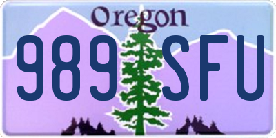 OR license plate 989SFU