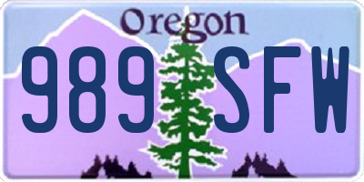 OR license plate 989SFW