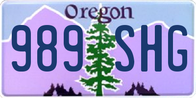 OR license plate 989SHG