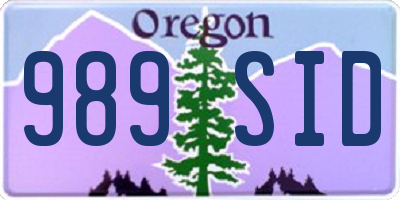 OR license plate 989SID