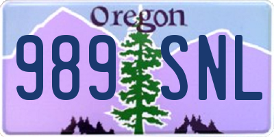 OR license plate 989SNL