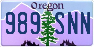 OR license plate 989SNN