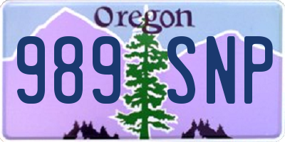 OR license plate 989SNP