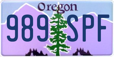 OR license plate 989SPF