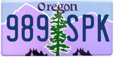 OR license plate 989SPK
