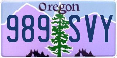 OR license plate 989SVY
