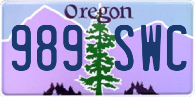 OR license plate 989SWC