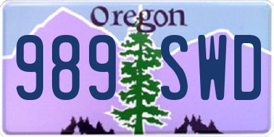 OR license plate 989SWD