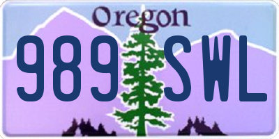OR license plate 989SWL