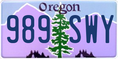 OR license plate 989SWY