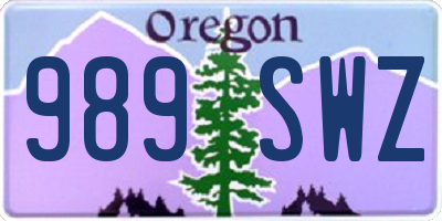 OR license plate 989SWZ