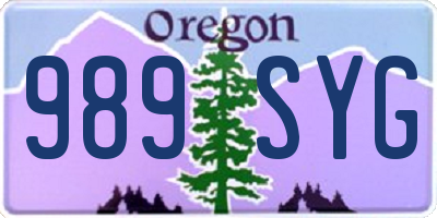 OR license plate 989SYG