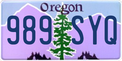 OR license plate 989SYQ