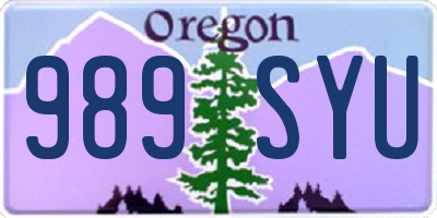 OR license plate 989SYU