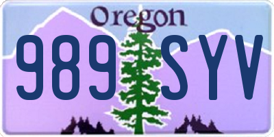 OR license plate 989SYV