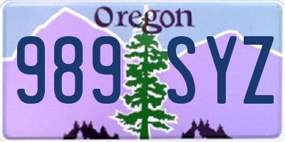 OR license plate 989SYZ