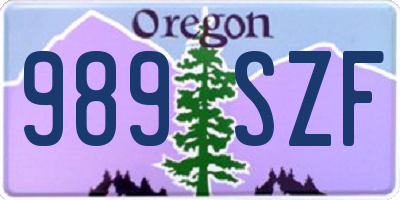 OR license plate 989SZF