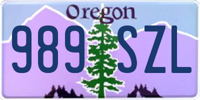 OR license plate 989SZL