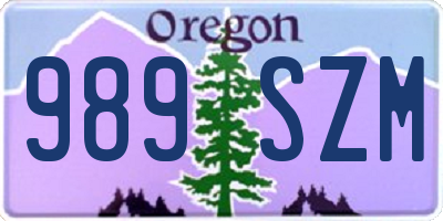 OR license plate 989SZM
