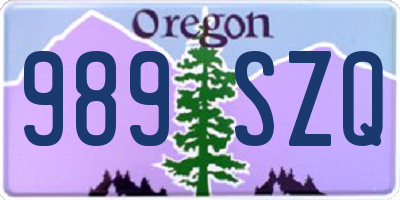 OR license plate 989SZQ
