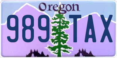 OR license plate 989TAX