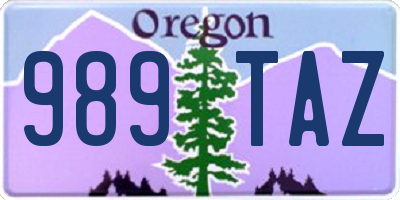 OR license plate 989TAZ