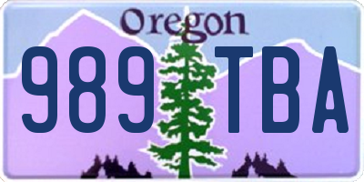 OR license plate 989TBA