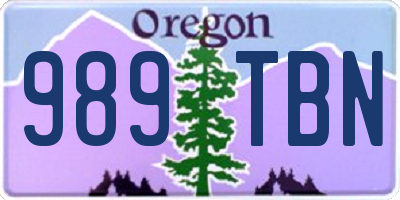 OR license plate 989TBN