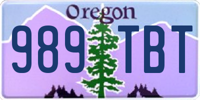 OR license plate 989TBT