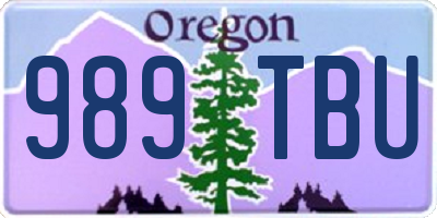 OR license plate 989TBU