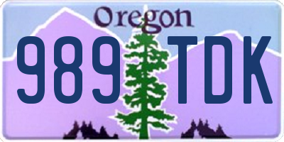 OR license plate 989TDK