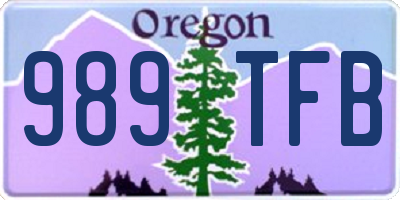 OR license plate 989TFB