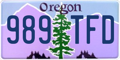 OR license plate 989TFD