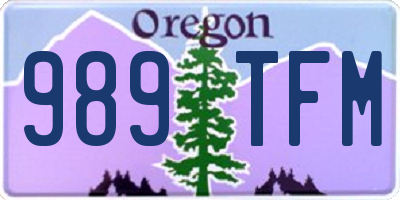 OR license plate 989TFM