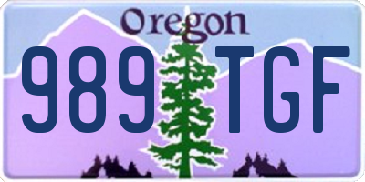OR license plate 989TGF