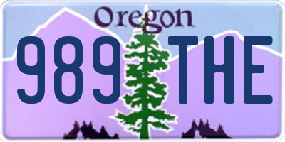OR license plate 989THE