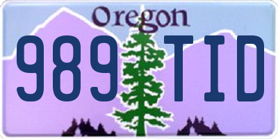 OR license plate 989TID