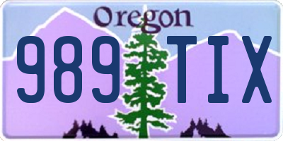 OR license plate 989TIX