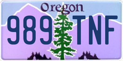 OR license plate 989TNF