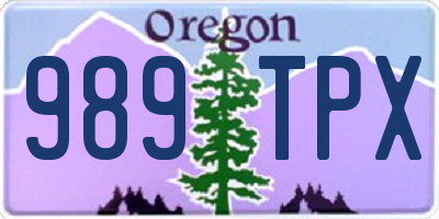 OR license plate 989TPX